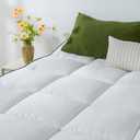QUEEN ROSE Mattress Topper Queen, Pillow Top Extra Thick Mattress Bed Cover Topper, Soft Baffle Box Overfilled Down Alternative for Back Pain, 4 Corner Straps, White