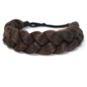 Bohemian Braided Headband Oversized Classic Wide Braids Adjustable Elastic Strap Synthetic Wig Headband Women's Braids Beauty Accessories (Reddish Brown)