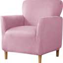 MIFXIN Banquet Armchair Slipcovers Chair Cover Velvet Stretch Armchair Sofa Cover 1 Piece Spandex Elastic Furniture Protector Couch Slipcover for 1-Seater Sofa with Arms (Pink)