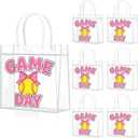 Wesnoy 20 Pcs Pink Bow Softball Goodie Bags with Handles Reusable Softball Treat Bags for Candy Birthday Party Supplies 8 x 8 x 3.15'', 1 count