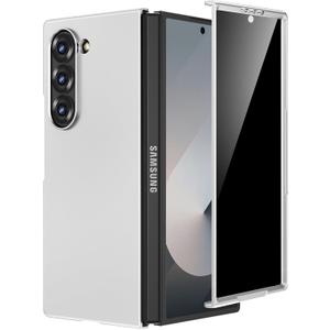 Maxdara for Z Fold 6 Slim Case, Galaxy Z Fold 6 Case with Privacy Screen Protector Support Wireless Charging Hard PC Shockproof Protective Phone Case for Samsung Galaxy Z Fold 6 (Sliver)