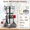 Electric Grain Mill Grinder 800g Stainless Steel Flour Mill for Home | 800g Capacity, High Speed Motor, Dry Grain Pulverizer for Wheat, Rice, Corn, Coffee, Nuts, Herbs and Spices