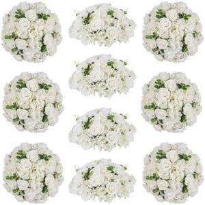 Inweder White Flowers Balls for Centerpieces: 15.7in Diam, Set of 10 | More Stable With Base Design, Large Rose Flowers Arrangement for Weddings, Reception Decor for Couples, Newlyweds