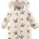 JiAmy Baby Snowsuit Newborn Animal Printed Outfits Infant Baby Fleece Detachable Hat Winter Clothes Jumpsuit