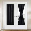 NICETOWN Blackout Door Curtain - Privacy Thermal Insulated French Door Cover for Kitchen Room Darkening Window Curtains for Patio Front Glass, W42 x L72 inches, 1 Panel, Black