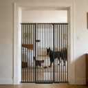 Lumizone Extra Tall Cat Gate 61.02" High Pressure Mounted 29.92"-59.44" Extra Wide 1.37" Gap No Drilling Auto-Close One-Handed Operation Tall Pet Gate for Dogs(Black, 61.02" H x 29.92"-59.44" W)