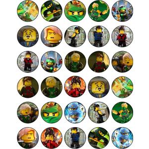 30 x Edible Cupcake Toppers Themed of The Ninjago of Edible Cake Decorations | Uncut Edible on Wafer Sheet