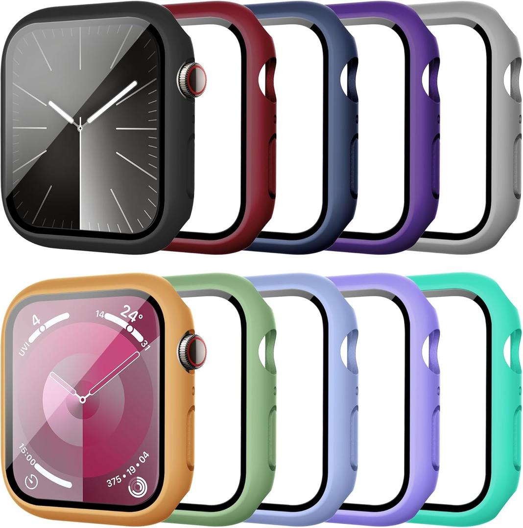 10 Pack Case with Tempered Glass Screen Protector for Apple Watch Series 11/10 46mm, Hard PC Face Cover, Full Protective Frame Bumper Compatible with iWatch 46mm Accessories