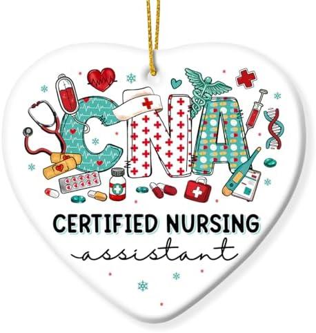 4 x Certified Nursing Assistant Gifts - Nurse Christmas Ornament 2026, Medical Assistant Gifts for Women, Ceramic Nursing Ornament for Christmas Tree Decorations, Birthday, Graduation Nurses Week Presents