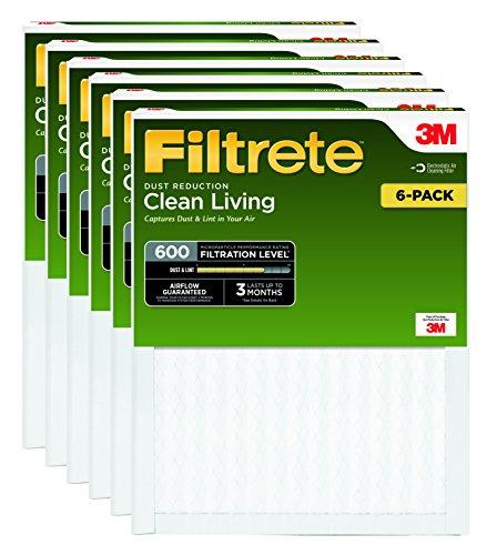 Filtrete Clean Living Dust Reduction AC Furnace Air Filter, MPR 600, 16 x 25 x 1-Inches, 11-pack