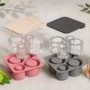 Large Silicone Ice Cube Tray for 20-30-40 oz Tumbler Cup, Slow Melting Ice Mold with Lid, Easy Release Ice Maker (Pink+Gray 2 Pack)