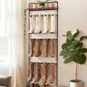 Western Boot Rack for 6 Pairs, 74" Tall Freestanding Cowboy Boot Stand with Horseshoe Star Topper, Metal Shelf and Belt Hooks, Rustic Brown Boot Storage Organizer for Entryway Closet Bedroom Bronze