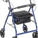 Drive Medical R728BL Foldable Rollator Walker with Seat, Blue