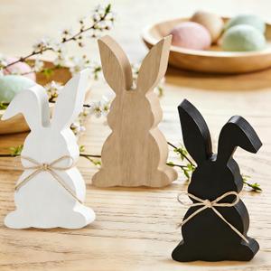 Easter Decorations for Home Black and White Easter Decor 3 Pcs Bunny Table Decor Wooden Bunny Home Decor Rustic Easte r Decor for Mantle Farmhouse