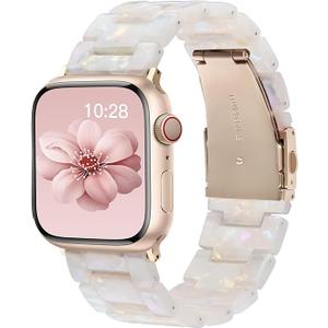 Wongeto Compatible with Apple Watch Band 
38mm 40mm 41mm 42mm 44mm 45mm 49mm
 Women Men,Light Resin Strap Bracelet Replacement for iWatch SE Series 10/9/8/7/6/5/4/3/2/1/SE/Ultra (Colorful Ivory White