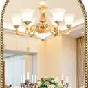 Arched Wall Mirror for Bathroom - 24"x36" Metal Beaded Frame Decorative Accent Mirror, Large Modern Rustic Distressed Hanging Wall Decor for Washroom, Bedroom, Living Room, Entryway, Antique Gold