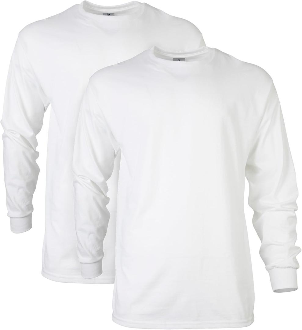 Gildan Adult Ultra Cotton Long Sleeve T-Shirt, Style G2400, Multipack (White, XXL)