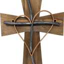 BestGiftEver Wooden Wall Cross With Heart-Shaped Metal Accent - Decorative Wall Cross For Christian Wall Decor And Religious Art Collectors - Rustic Wood Cross Spiritual Wall Decor