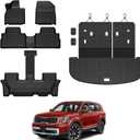 Floor Mats for Kia Telluride 2020-2025 7&8 Seats Cargo Mat with Backrest Mat, All Weather TPE Cargo Liner Trunk Mat Backrest Mat for 2025 Kia Telluride Accessories