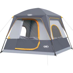 UNP 2/4/6/8 Person Tent, Portable Cabin Tent, Camping Tent 4-Person Easy Set Up, Waterproof with Top Rainfly for Outdoor Camping/Hiking (Gray)