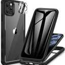 CENHUFO Privacy for iPhone 11 Pro Case, Full Body Phone Case with Built-in 9H Tempered Glass Privacy Screen Protector and Camera Lens Protector, Anti Peep Spy Shockproof Bumper Clear Cover - Black