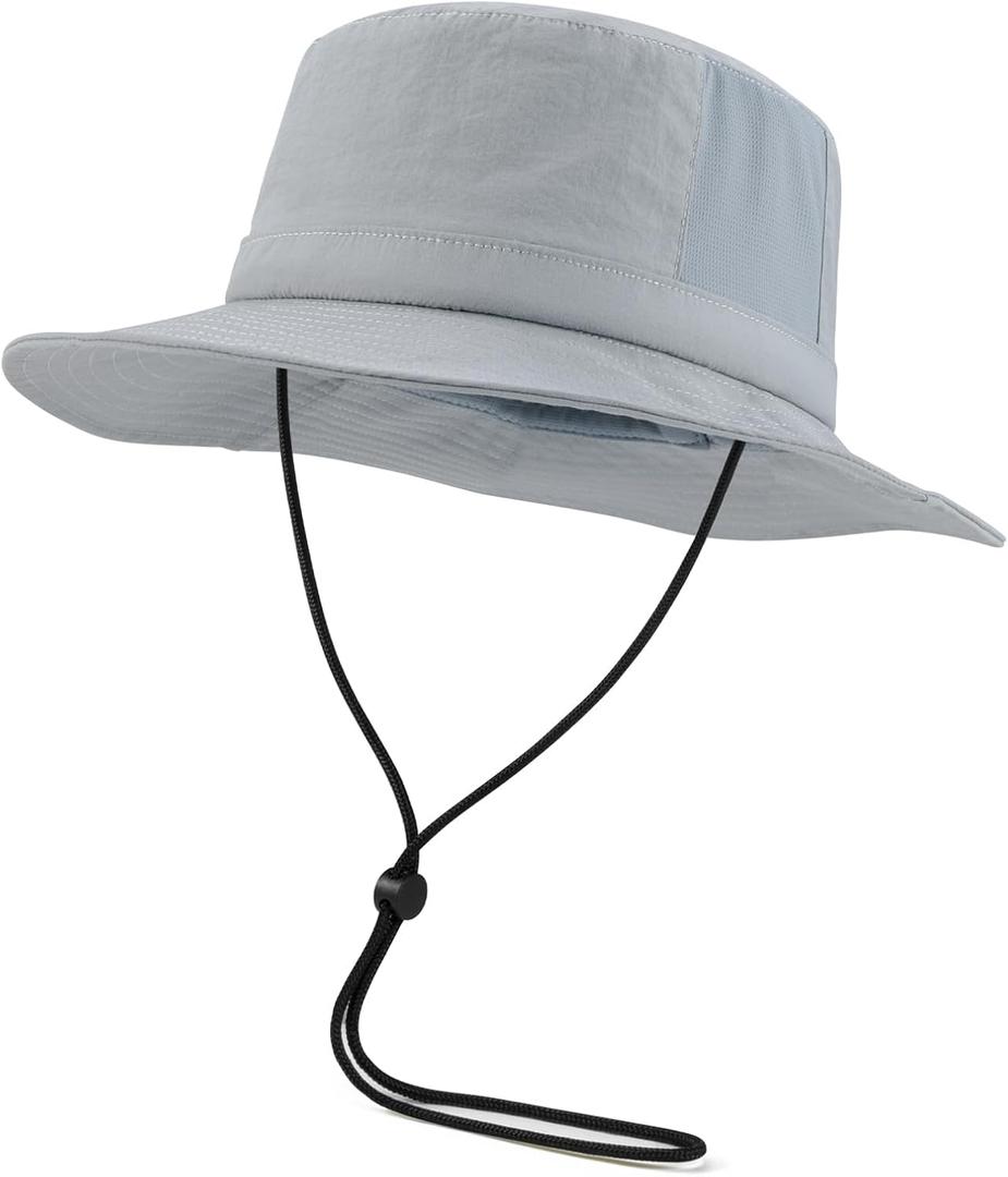 FUICUI Quick Dry Sun Bucket Hat for Men Women Outdoor Unisex Packable Travel Cap (Gray)