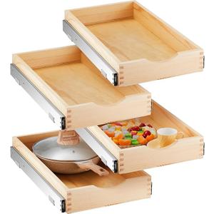 Sintuff 4 Pack Wooden Pull out Tray Cabinet Organizer, 12'' X 21''