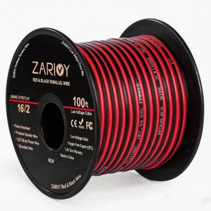 16 Gauge Wire 100 Feet, 16 AWG Red Black Electrical Wire 12V/24V DC Cable, 16AWG 2 Conductors LED Strips Extension Cord for Speaker, LED Strips, Autos, use