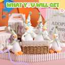 Soulchen 16 Sets One Silly Goose Birthday Decor Adopt a Goose Favors Small Stuffed Plush Animal with Birthday Party Hats Ribbon Bow for Adopt a Pet Theme Party Supplies Gifts Baby Shower(Green)
