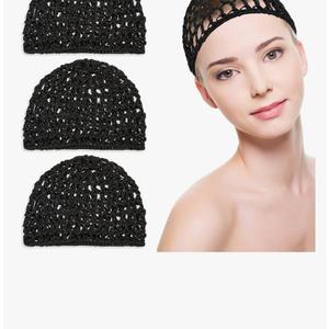 3PCS Crochet Hair Net, Hair Wrap Net, Mesh Wrapping Hair Nets Cap Soft Reusable Crocheted Sleep Cap for Women, Hair Wrap for Sleep Hair Silk Tidy (Black), Large