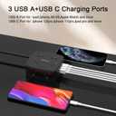 10 Ft Surge Protector Power Strip - 8 Widely Outlets with 4 USB Ports, 3 Side Outlet Extender with 10 Feet Extension Cord, Flat Plug, Wall Mount, Desk USB Charging Station, ETL, Black