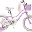 Bixike Princess Style Girls Bike with Basket for 2-13 Years Old Kids and Toddlers, 12 14 16 18 Inch Bicycle for Children with Training Wheels and Streamers, 20 Inch with Kickstand, Multiple Colors