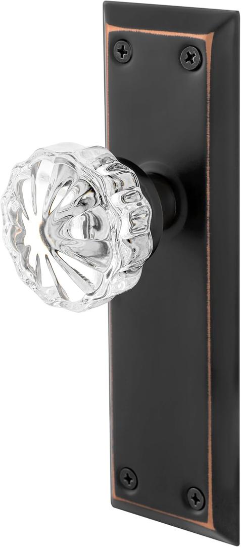 Pack Vintage Single Sided Crystal Dummy Door Knobs Interior, Antique Long Plate Glass Dummy Door Knobs in Oil Rubbed Bronze missing pieces