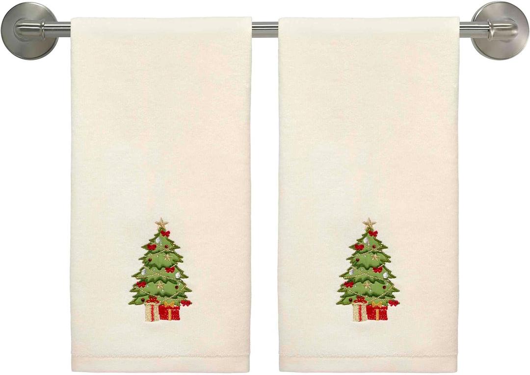 Avanti Linens - Hand Towels, Soft & Absorbent Cotton Towels, Holiday Bathroom Decor, Set of 2 (Tree Collection)