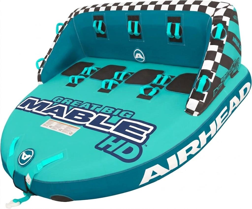 Airhead Mable Towable Tube for Boating, 1-4 Rider Inflatable Boat Tube for Water Tubing, Heavy Duty Full Nylon Cover, EVA Foam Pads, Dual Tow Point, Patented Speed Safety Valve