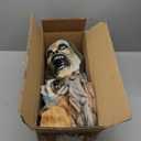 [ Hanging Door Design ] 76'' Halloween Outdoor Decorations Animatronic Zombie Ghost with Light Up Red Eye Shake Effect, Creepy Sound Activated Halloween Posable Haunted House Prop for Front Door Decor