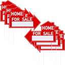 Threehoney 6 Pcs Home for Sale Signs with Stakes 12 x 16 Inch Double Sided House Directionals for Sale by Owner Directional Arrow Real Estate Signs for Real Estate Lawn Garden Yard