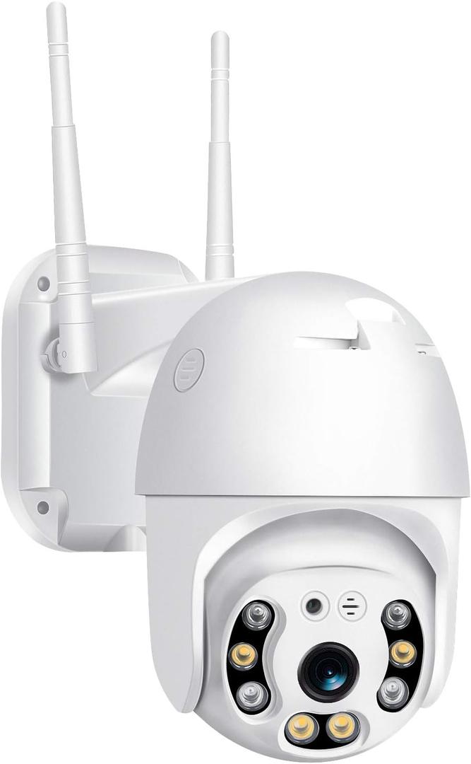 Pan Tilt Outdoor Security Camera, 1080P Home WiFi IP Camera, Pan Tilt Dome Surveillance Cam, Two Way Audio Motion Detection Clear Night Vision Onvif Waterproof CCTV Camera Support Max 128G SD