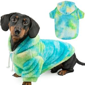 Fuzzy Dog Hoodie Sweater for Large Dogs Warm Winter Dog Clothes with Double-Sided Plush Fleece Soft Stretchy Pet Coats Hooded Sweatshirt for Medium Large Dogs, M