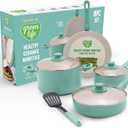 GreenLife 8 Piece Nonstick Cookware Set, Non-Toxic PFAS-Free Ceramic Pots & Pans, Dishwasher & Oven Safe, Frying, Sauce, Stock Pot, Glass Lids, Stay-Cool Handles, Wobble Free, Turquoise