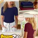 3 Pack Girls Short Sleeve Cute Shirts | Ribbed Knit, Crew Neck, Slim Fit, Summer, Basic, Soft, School Outfit, Trendy, Ages 5-14, Solid Colors, Versatile Styling