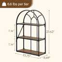 Arched Foldable Metal & Wood Wall Shelf – 3 Tier Freestanding Floating Ledge Shelves Window Design Storage Rack for Home Décor, Single-sided Framed