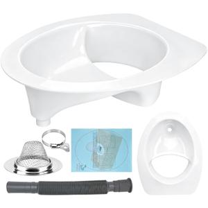 Upgraded Large Composting Toilet Urine Diverter DIY Kit,Complete Wrap-Around Urine Separator with Stainless Steel Sink Lid,Drain Hose and Cutout Sticker, ABS Material fits Composting Toilet, RV,Boat, Standard