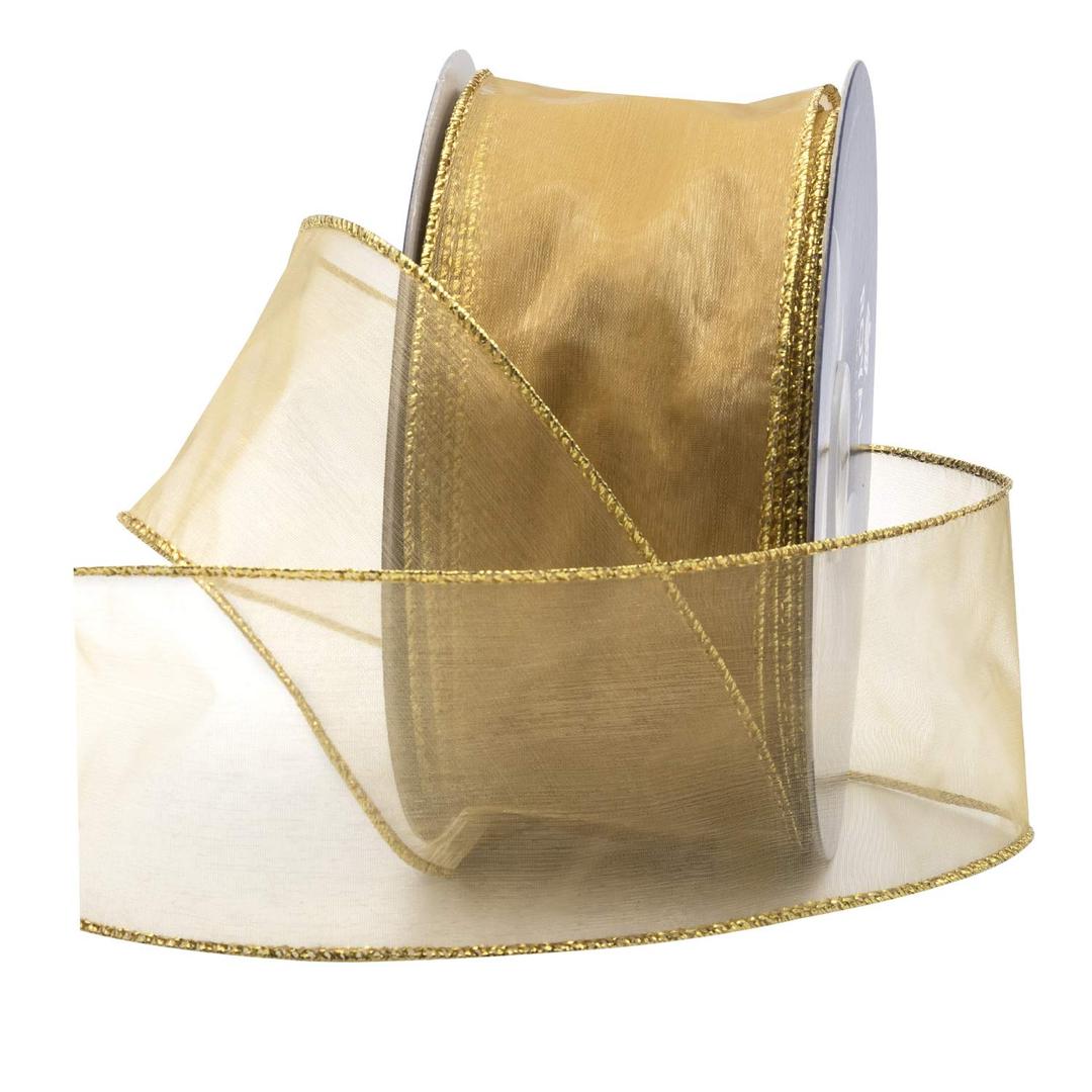 Royal Imports Organza Wired Sheer Ribbon 2" (#40) for Floral & Craft Decoration Gold