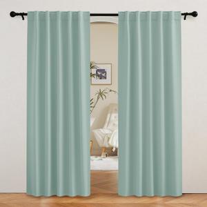 RYB HOME Coastal Blackout Curtains for Bedroom - Thermal Insulated Curtains and Drapes Privacy Shades for Living Room Dining Closet, W42 x L80 inch, 2 Panels, Aqua