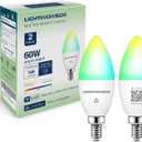 Lightinginside Matter Candelabra Smart Light Bulbs 60W Equivalent, 500LM 6W E12 LED Bulb Compatible with Alexa/Siri/Apple Home/Google Home/SmartThings, RGBCW Candle Bulb, 2.4G WiFi, ETL Listed, 2PCS