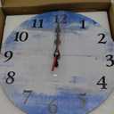 Abstract Teal Blue Modern Kitchen Wooden Clocks Easy To Read Wall Clock Battery Operated Hanging Clock For Living Room Dining Room School 