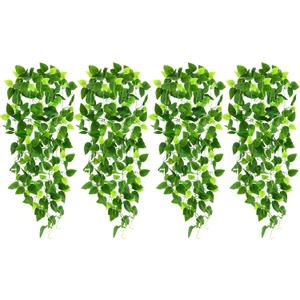 CEWOR 4pcs Artificial Hanging Plants 2.9ft Fake Ivy Vine Fake Ivy Leaves for Wedding Wall House Room Patio Indoor Outdoor Home Shelf Office Decor