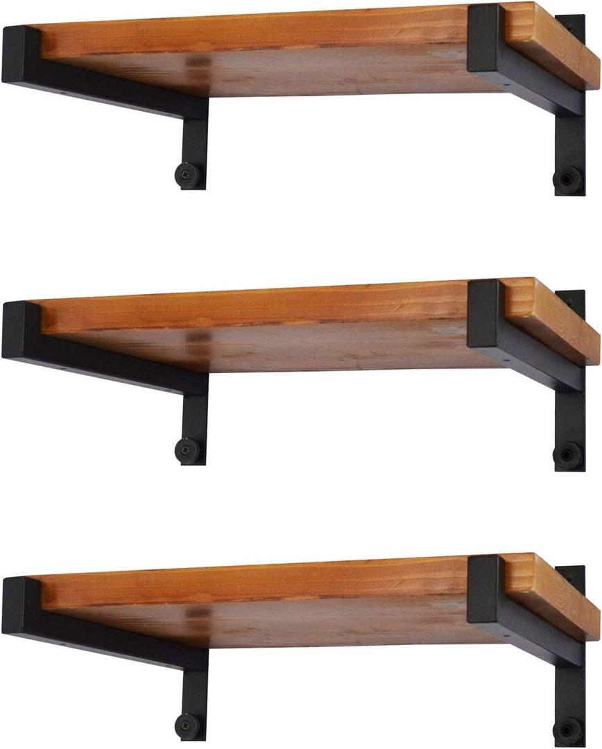 EZYDECOR 6 Pcs Heavy Duty Shelf Brackets 6 Inch Wall Mounted Industrial Metal Shelving Supports with Lip (Black)