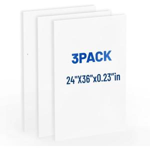 Foam Board 24 x 36 in, 3/16" (5mm) - 3 Pack, White Poster Board, Double Sided Sign Board Foam Board for Mounting, Crafts, Paintings, Art, Display.